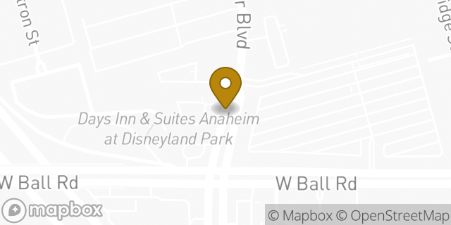 Map showing the location of Days Inn & Suites by Wyndham Anaheim At Disneyland Park in Anaheim, CA 92805