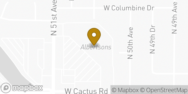 Map showing the location of Starbucks in Glendale, AZ 85304