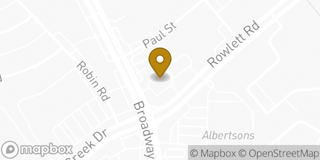 Map showing the location of Bank of America Financial Center & Drive-Thru ATM | Duck Creek in Garland, TX 75043