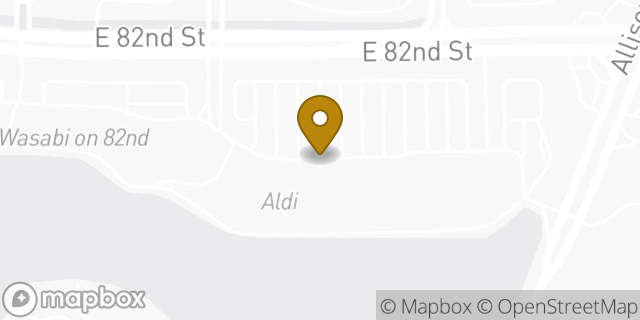 Map showing the location of Aldi in Indianapolis, IN 46250