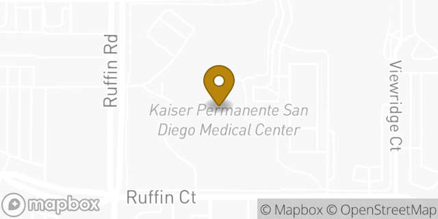 Map showing the location of Kaiser Permanente San Diego Medical Center in San Diego, CA 92123