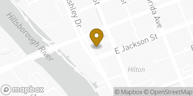 Map showing the location of Bank of America ATM in Tampa, FL 33602