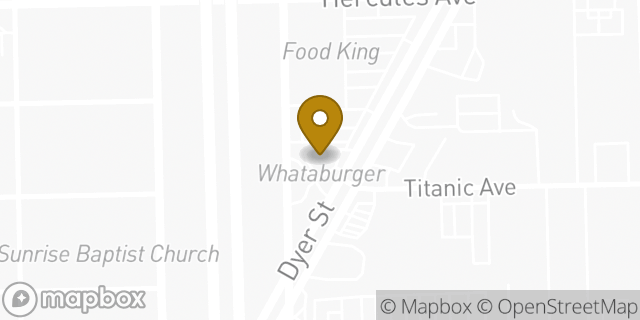 Map showing the location of Hwy 54 & Dyer in El Paso, TX 79904