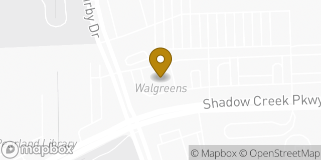 Map showing the location of Walgreens in Pearland, TX 77584