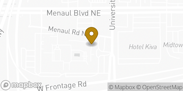 Map showing the location of Budget Car Rental in Albuquerque, NM 87102