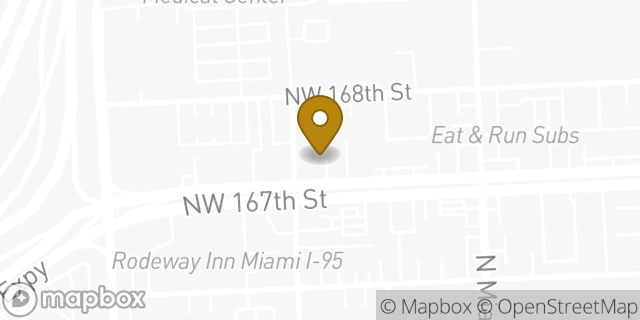 Map showing the location of Dunkin' in North Miami Beach, FL 33169