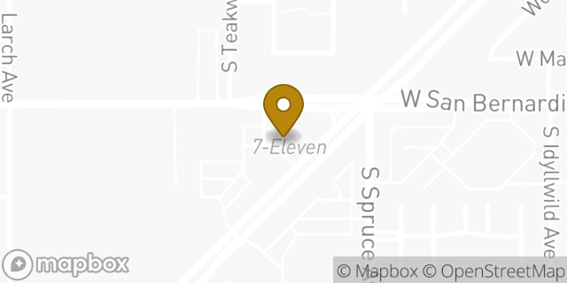Map showing the location of Amazon Locker - Sreenivas in Bloomington, CA 92316