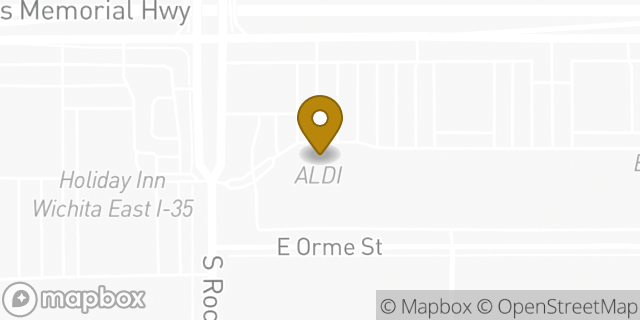 Map showing the location of Aldi in Wichita, KS 67207