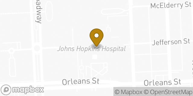 Map showing the location of JHH Main Lobby in Baltimore, MD 21287
