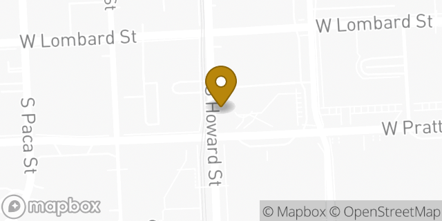 Map showing the location of Starbucks in Baltimore, MD 21201
