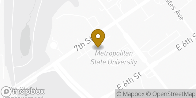 Map showing the location of ATM Metropolitan State U - Founders Hall 1st Floo in Paul, MN 55106