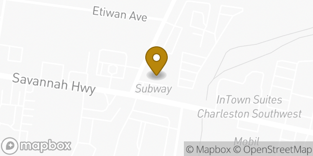 Map showing the location of Subway in Charleston, SC 29414