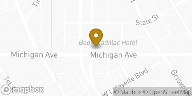 Map showing the location of Starbucks in Detroit, MI 48226