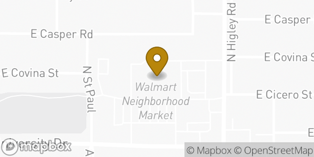 Map showing the location of Walmart Neighborhood Market in Mesa, AZ 85205
