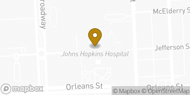 Map showing the location of JHU Heart and Vascular Institute in Baltimore, MD 21287
