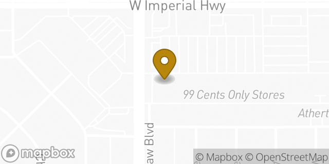 Map showing the location of AutoZone in Inglewood, CA 90303