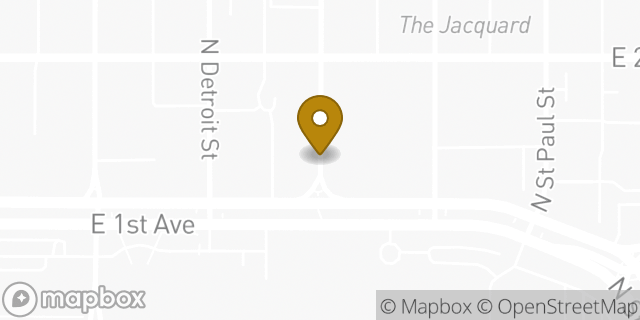 Map showing the location of Bank of America Financial Center in Denver, CO 80206
