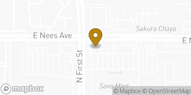 Map showing the location of Nees Ave in Fresno, CA 93720