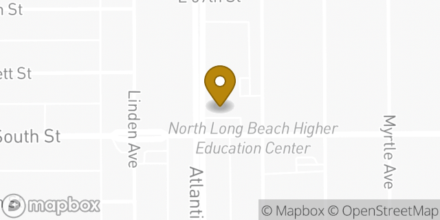 Map showing the location of AutoZone in Long Beach, CA 90805