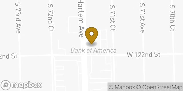 Map showing the location of Bank of America Drive-Thru ATM | Palos Heights in Palos Heights, IL 60463