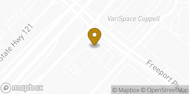 Map showing the location of Amazon Locker - Sundae in Coppell, TX 75019
