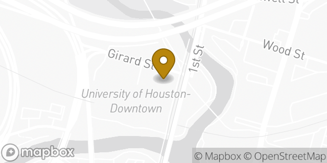 Map showing the location of Starbucks in Houston, TX 77002