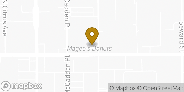 Map showing the location of 7-Eleven in Los Angeles, CA 90038