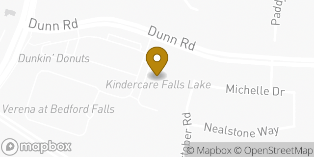 Map showing the location of Falls Lake KinderCare in Raleigh, NC 27614