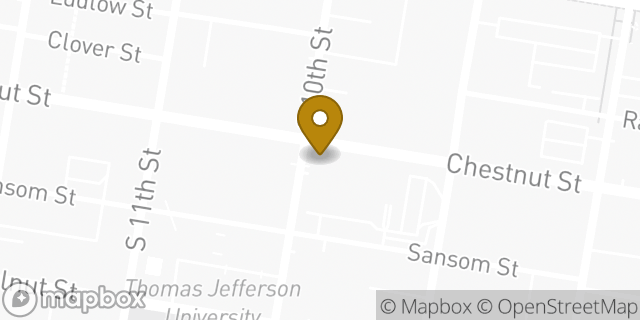 Map showing the location of Bank of America Financial Center & Walk-Up ATM | 10th and Chestnut in Philadelphia, PA 19107