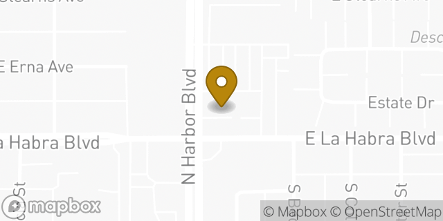 Map showing the location of Starbucks in La Habra, CA 90631