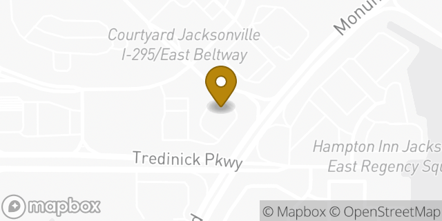 Map showing the location of Regions Bank in Jacksonville, FL 32225