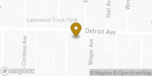 Map showing the location of AutoZone in Lakewood, OH 44107