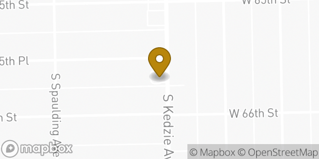 Map showing the location of Dunkin' in Chicago, IL 60629