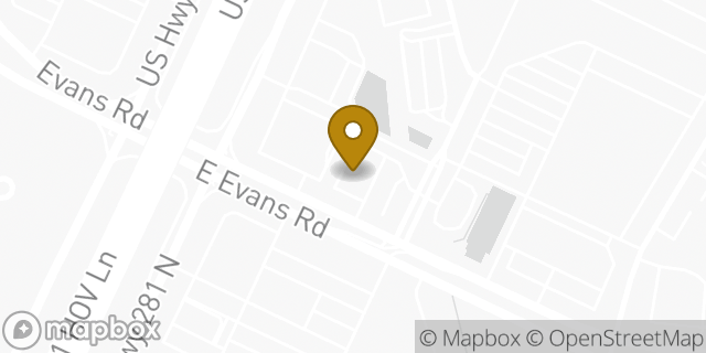 Map showing the location of Evans & Hwy 281 in San Antonio, TX 78259