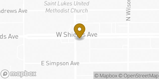 Map showing the location of Baskin-Robbins in Fresno, CA 93704