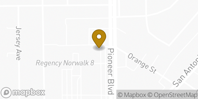 Map showing the location of Bank of America in Norwalk, CA 90650