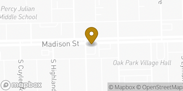Map showing the location of Baskin-Robbins in Oak Park, IL 60302