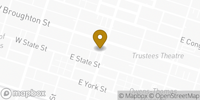 Map showing the location of Starbucks in Savannah, GA 31401
