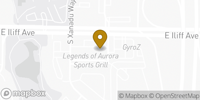 Map showing the location of Subway in Aurora, CO 80014