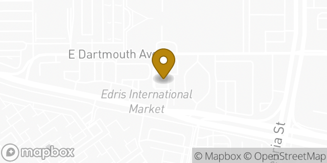 Map showing the location of Starbucks in Aurora, CO 80014