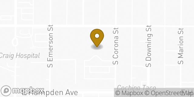 Map showing the location of Brookdale Meridian Englewood in Englewood, CO 80113