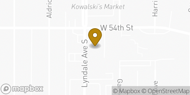 Map showing the location of AutoZone in Minneapolis, MN 55419