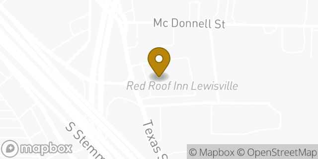 Map showing the location of Red Roof Inn Lewisville in Lewisville, TX 75057