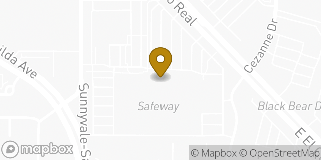Map showing the location of Starbucks in Sunnyvale, CA 94087