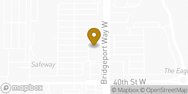 Map showing the location of Starbucks in University Place, WA 98466