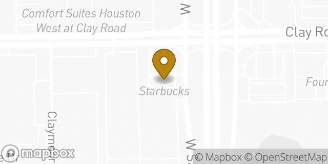 Map showing the location of Starbucks in Houston, TX 77043