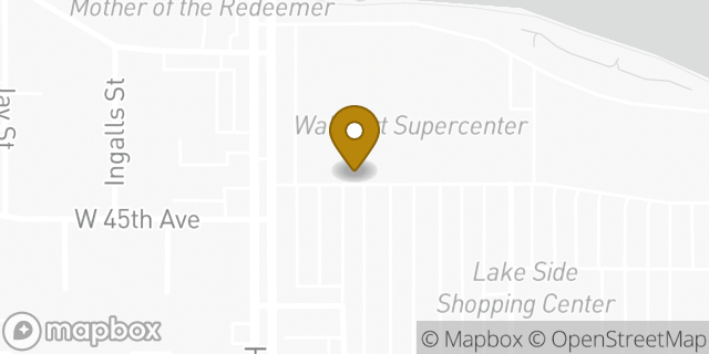 Map showing the location of Subway in Lakeside, CO 80212