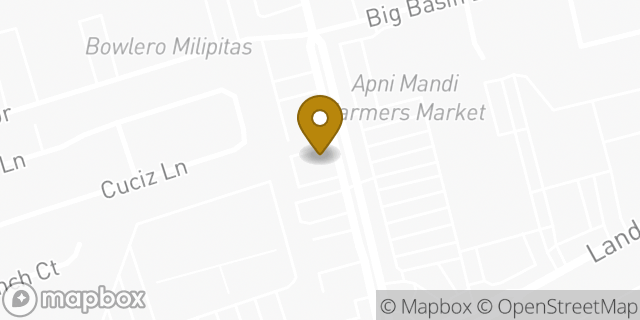 Map showing the location of Starbucks in Milpitas, CA 95035