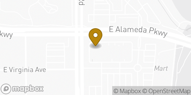 Map showing the location of AutoZone in Aurora, CO 80017