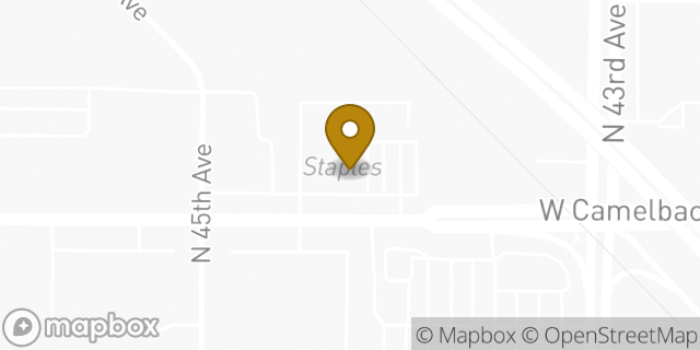 Map showing the location of Staples in Glendale, AZ 85301